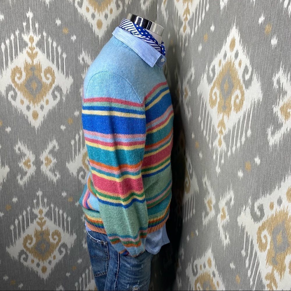 Polo Ralph Lauren Pastel Multi Stripe Merino Wool Angora Crewneck L/S Sweater - Picture 7 of 16